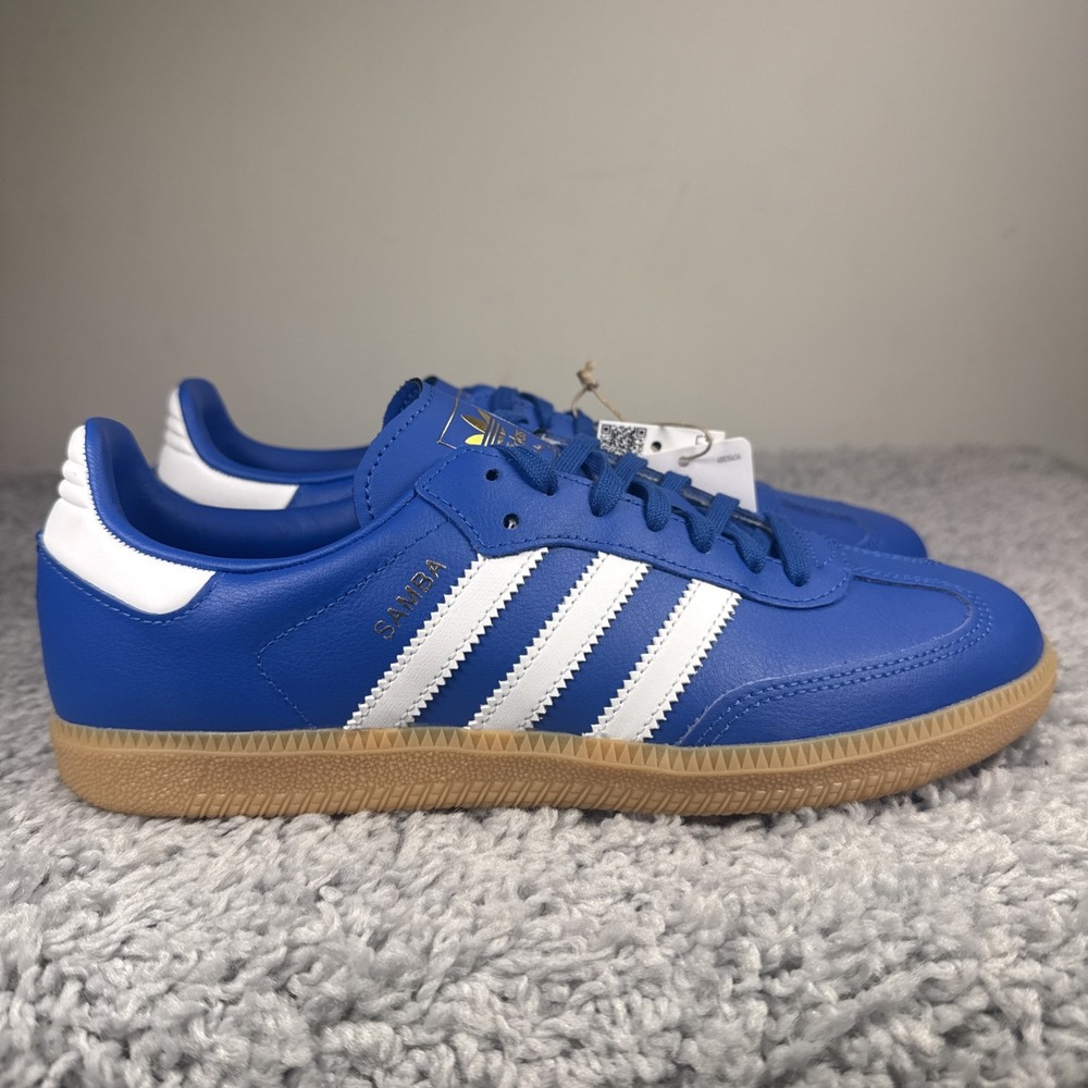 adidas Samba OG J Blue JQ2854 Youth 6.5Y Women's 7.5 Blue White Gum